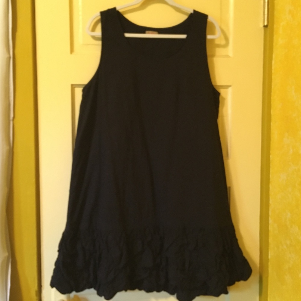 Tulip Cotton Dress Ruffled Hem Mori Lagenlook